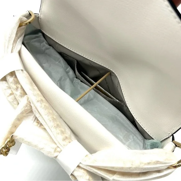 Michael Kors Kinsley Medium shoulder Flap Crossbody Bag Optic White Multi